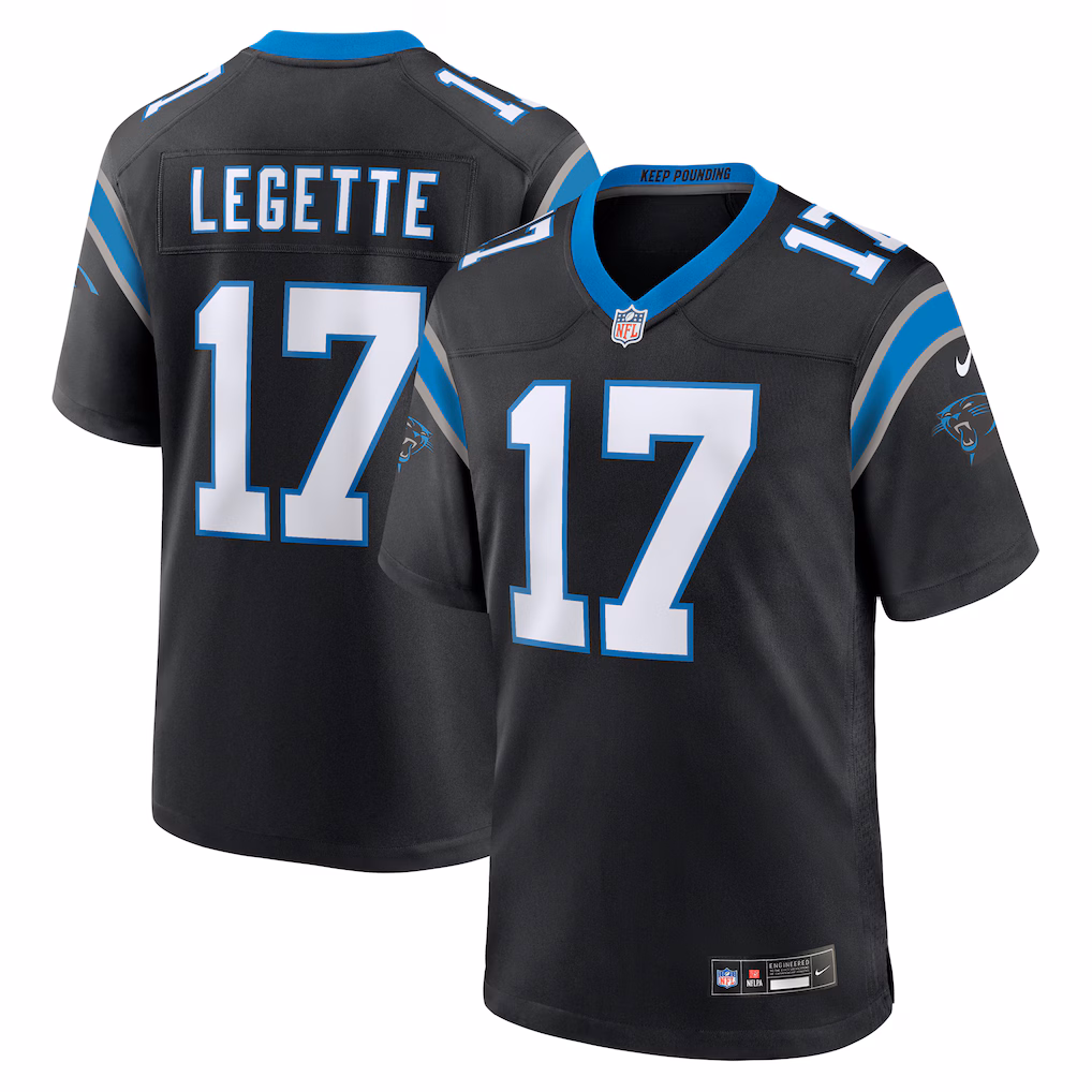 Men's Carolina Panthers Xavier Legette Nike Black Team Game Player Jersey