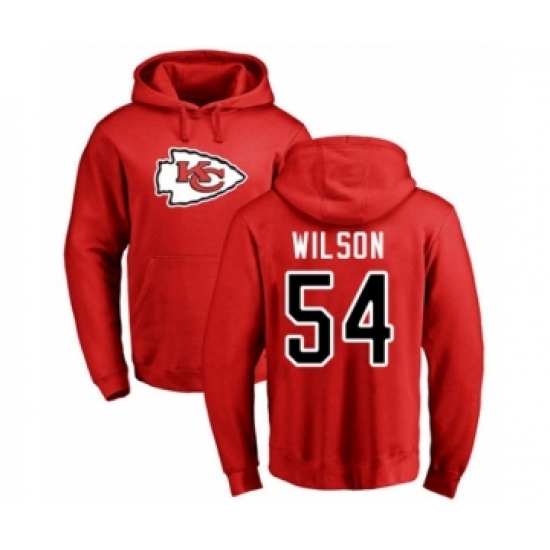 Football Kansas City Chiefs #54 Damien Wilson Red Name & Number Logo Pullover Hoodie
