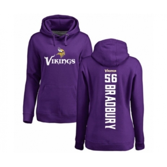 Football Women's Minnesota Vikings #56 Garrett Bradbury Purple Backer Pullover Hoodie