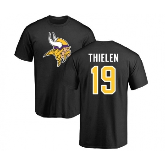 Football Minnesota Vikings #19 Adam Thielen Black Name & Number Logo T-Shirt