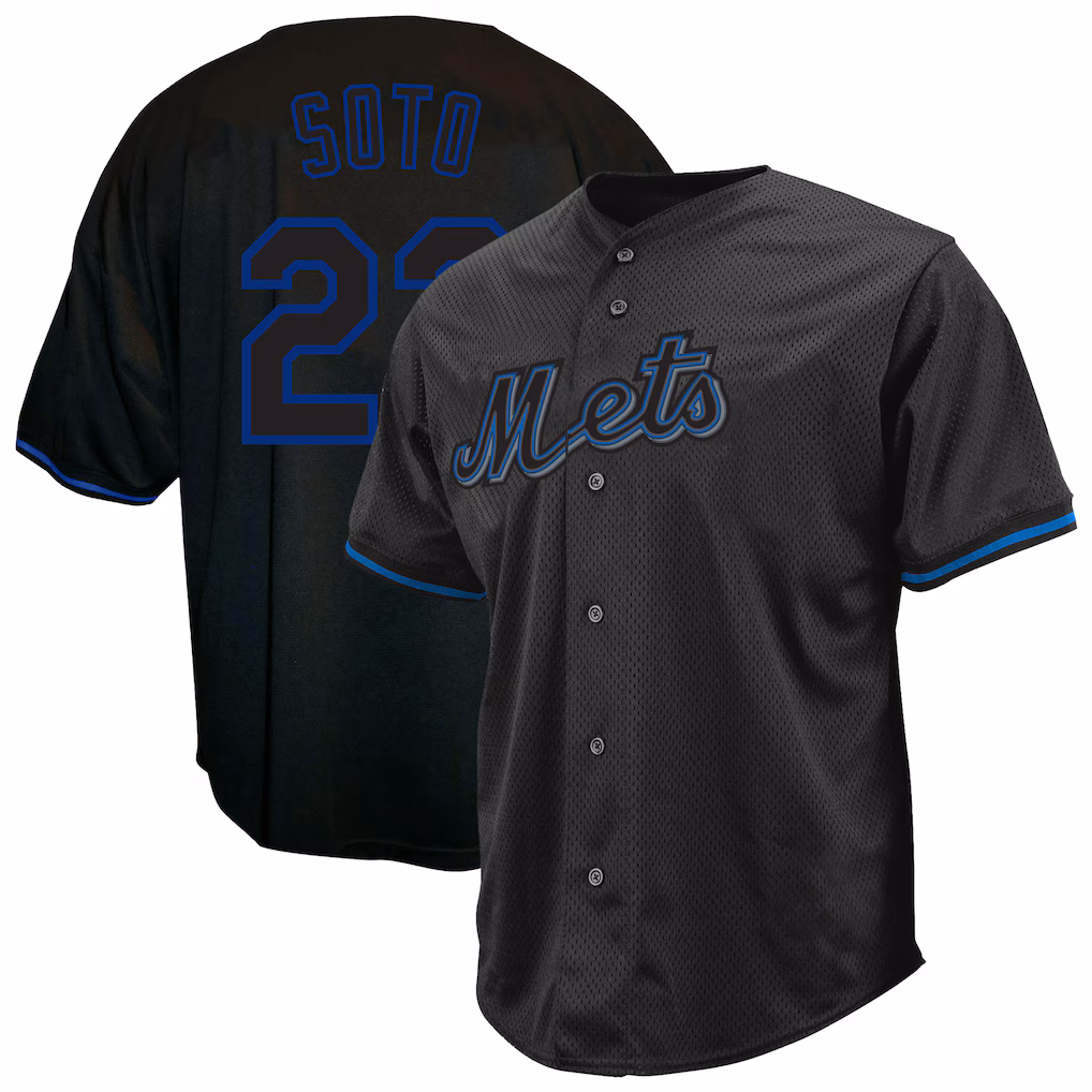 Men's New York Mets Juan Soto Profile Black Big & Tall Pop Fashion Jersey