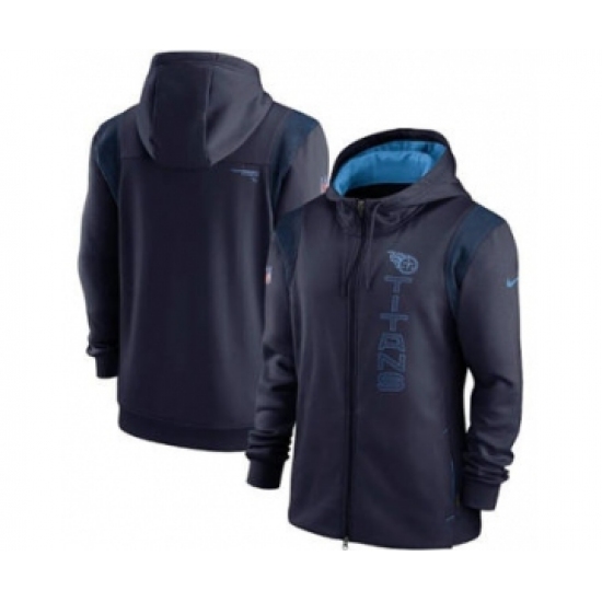 Men's Tennessee Titans 2021 Navy Sideline Team Performance Full-Zip Hoodie