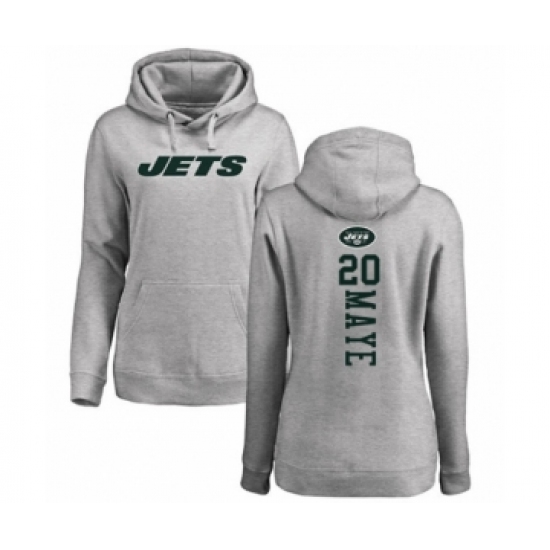 Football Women's New York Jets #20 Marcus Maye Ash Backer Pullover Hoodie