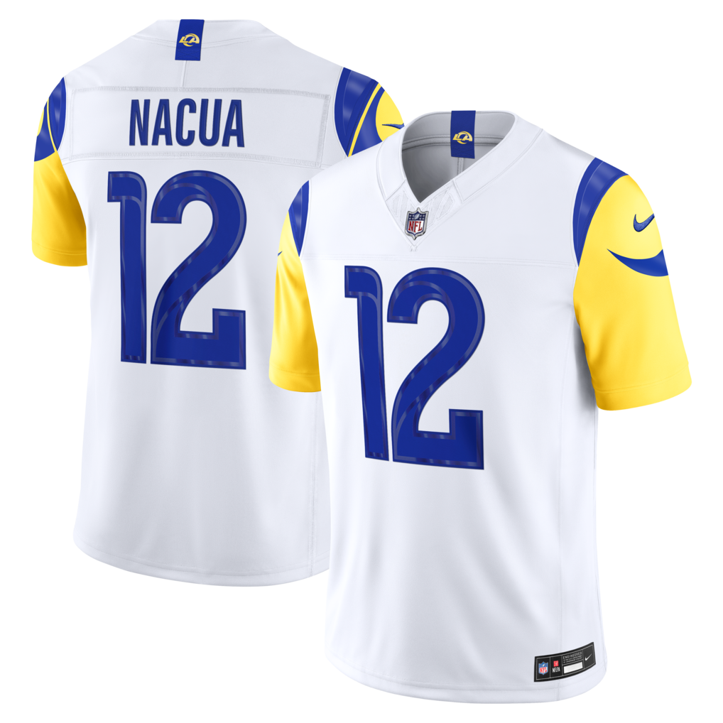 Men's Los Angeles Rams Puka Nacua Nike White Vapor F.U.S.E. Sewn Down Limited Jersey