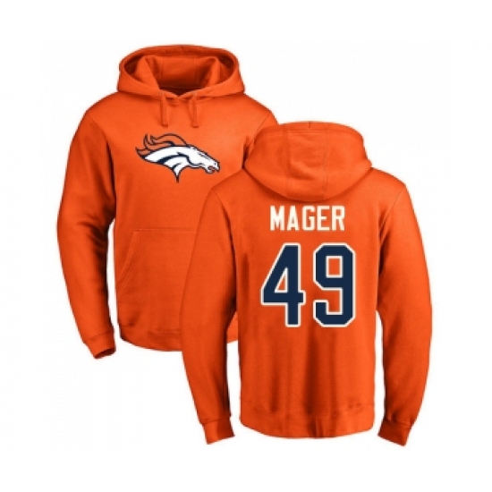 Football Denver Broncos #49 Craig Mager Orange Name & Number Logo Pullover Hoodie