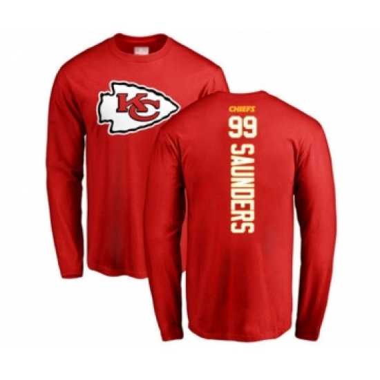 Football Kansas City Chiefs #99 Khalen Saunders Red Backer Long Sleeve T-Shirt