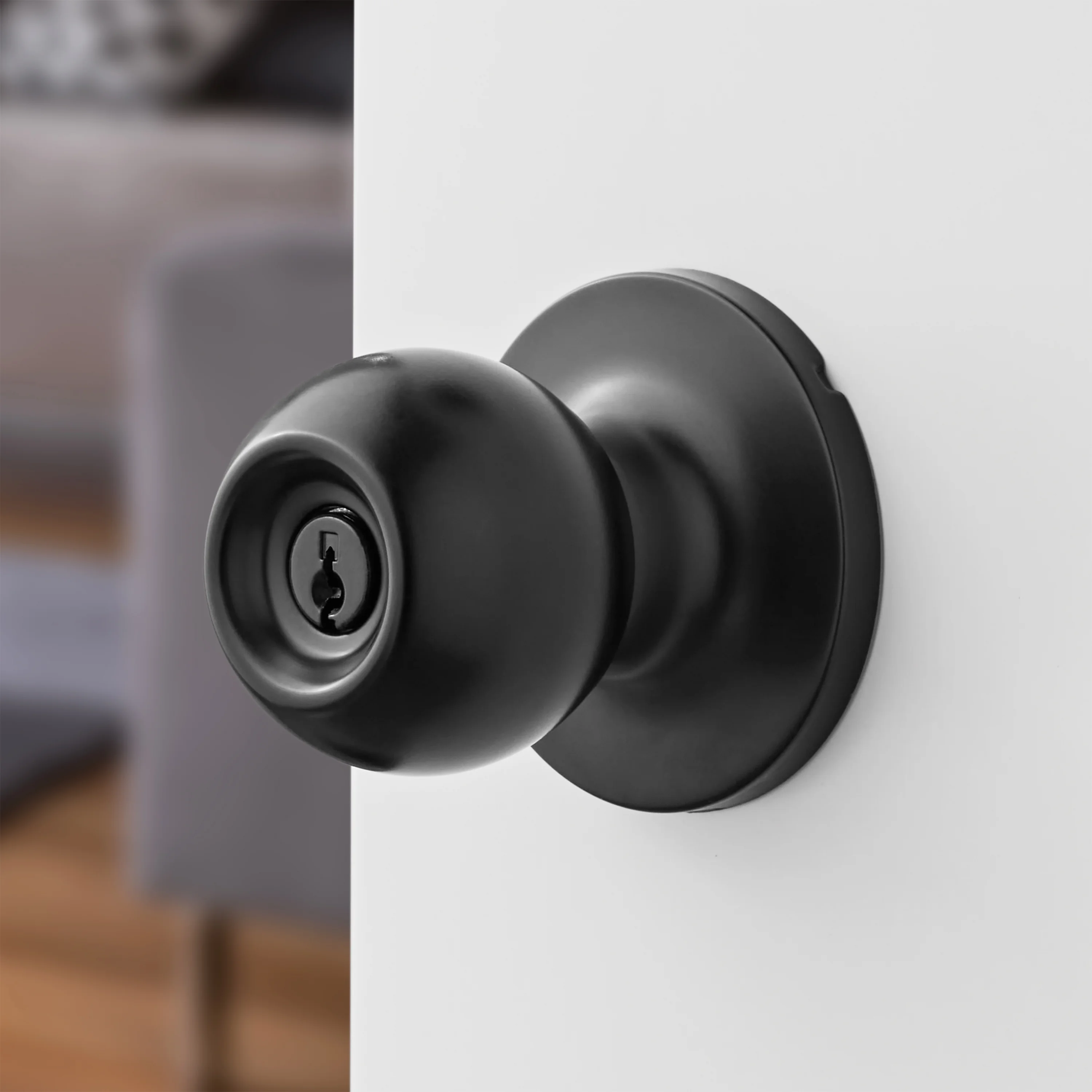 Hyper Tough Two Keyed Entry Ball Locking Doorknobs Matte Black Finish Twin Pack