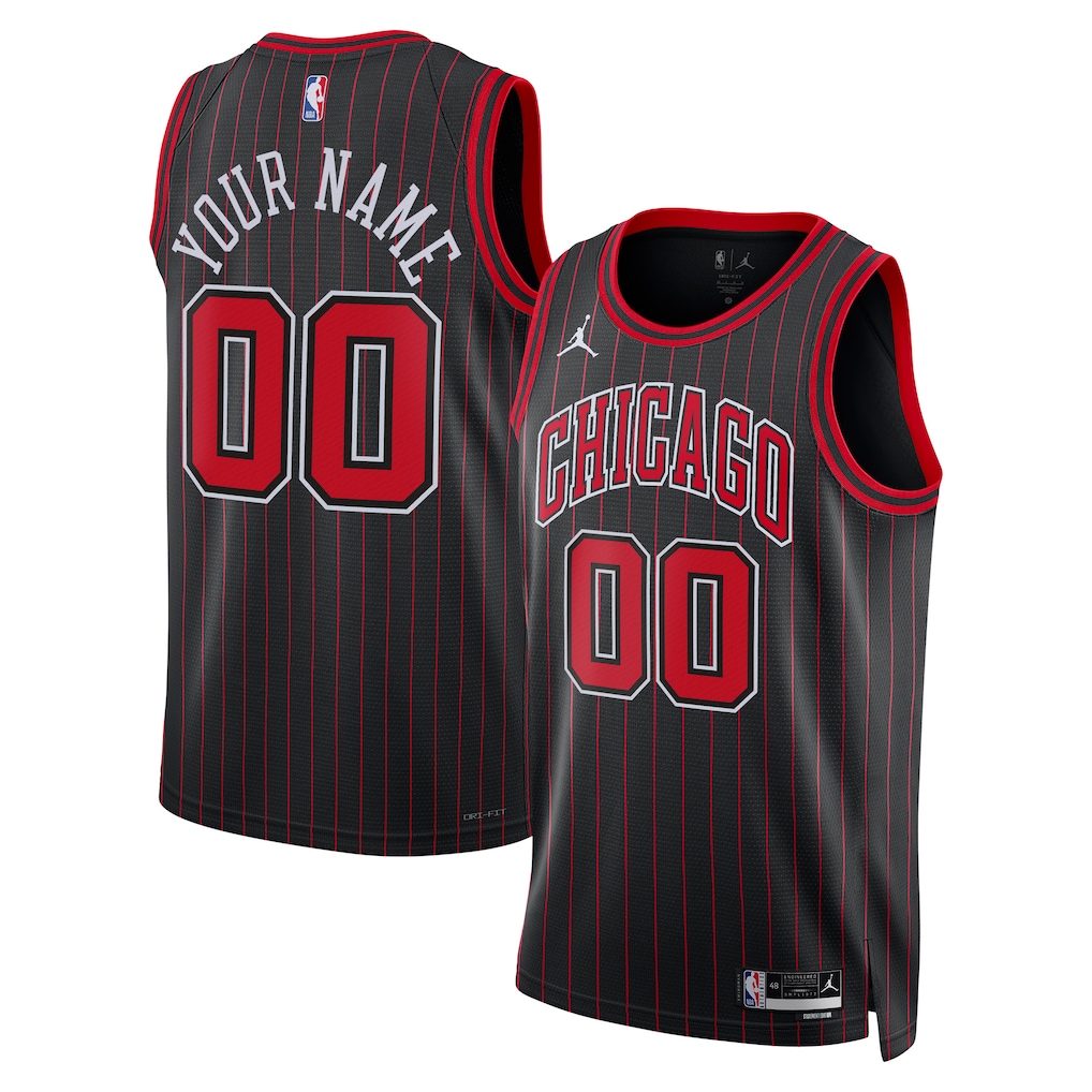 Unisex Chicago Bulls Jordan Brand Black Swingman Custom Jersey - Statement Edition
