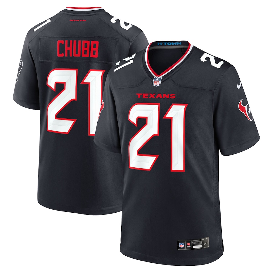 Men's Houston Texans Nick Chubb Nike Navy Team Game Jersey