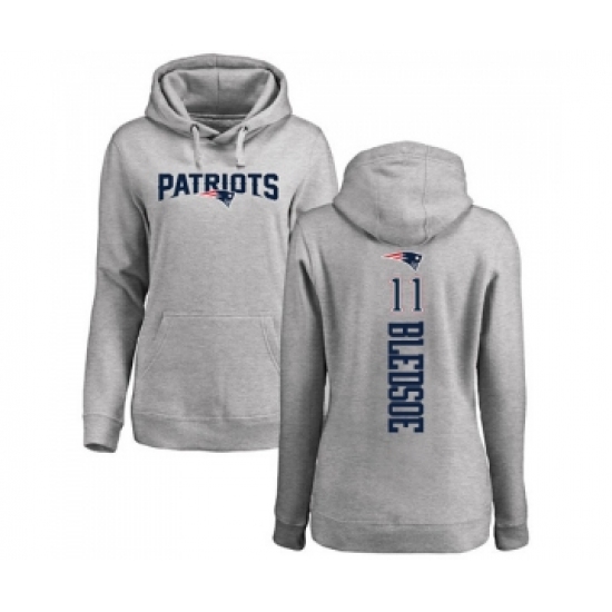 Football Women's New England Patriots #11 Drew Bledsoe Ash Backer Pullover Hoodie