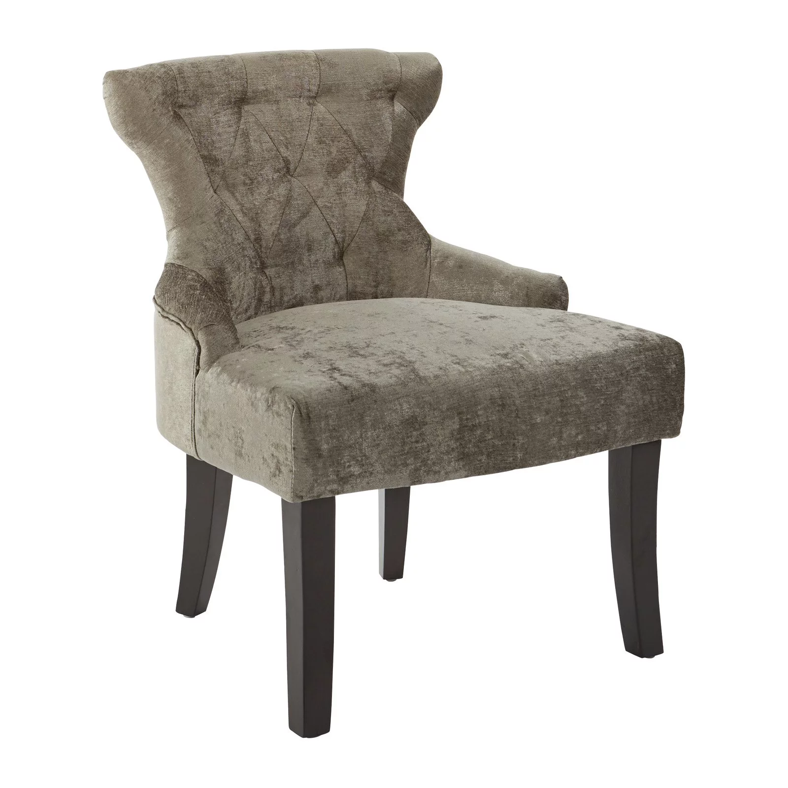 OSP Home Furnishings Curves Hour Glass Accent Chair in Butternut Velvet Fabric with Espresso Legs - Curated Treasures Market