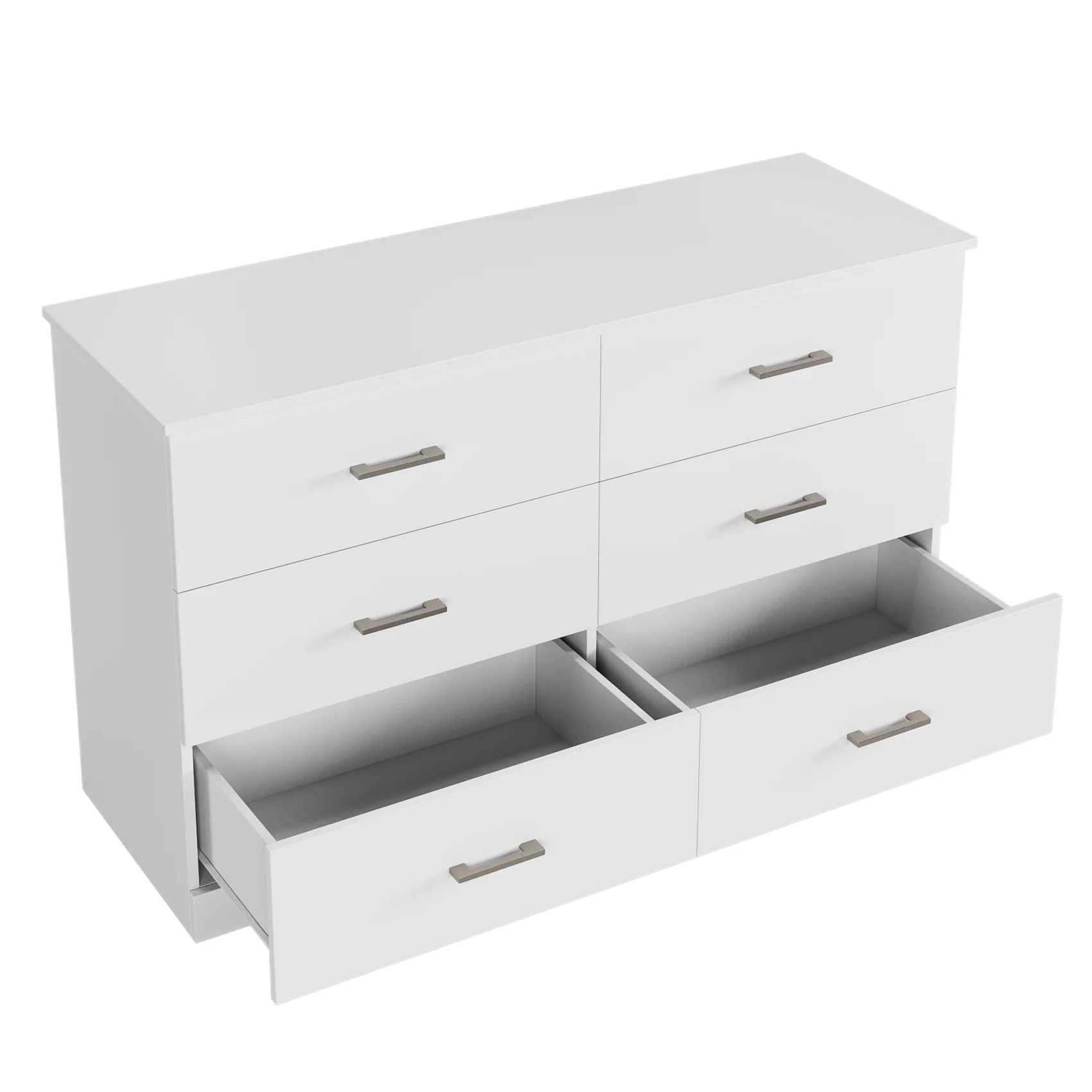 Homfa 6 Drawer White Double Dresser, Modern Wood Chest of Drawers with Metal Handles for Bedroom - Curated Treasures Market