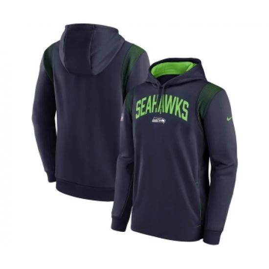 Mens Seattle Seahawks College Navy Sideline Stack Performance Pullover Hoodie