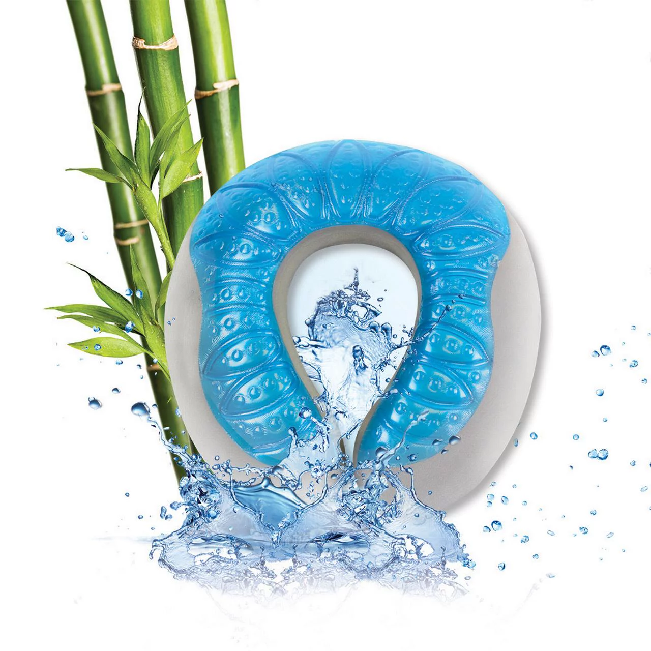 Cloudz Cool Gel Memory Foam Travel Neck Pillow - Blue - Curated Treasures Market