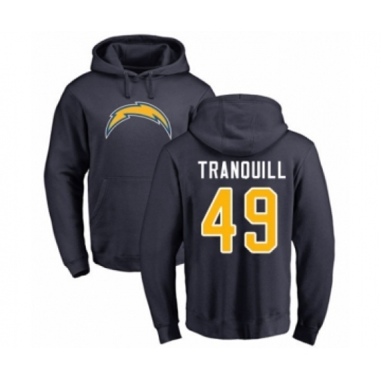 Football Los Angeles Chargers #49 Drue Tranquill Navy Blue Name & Number Logo Pullover Hoodie