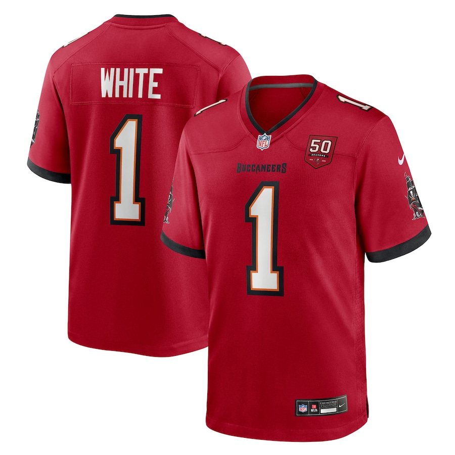 Men's Tampa Bay Buccaneers Rachaad White Nike Red 50th Anniversary Game Jersey