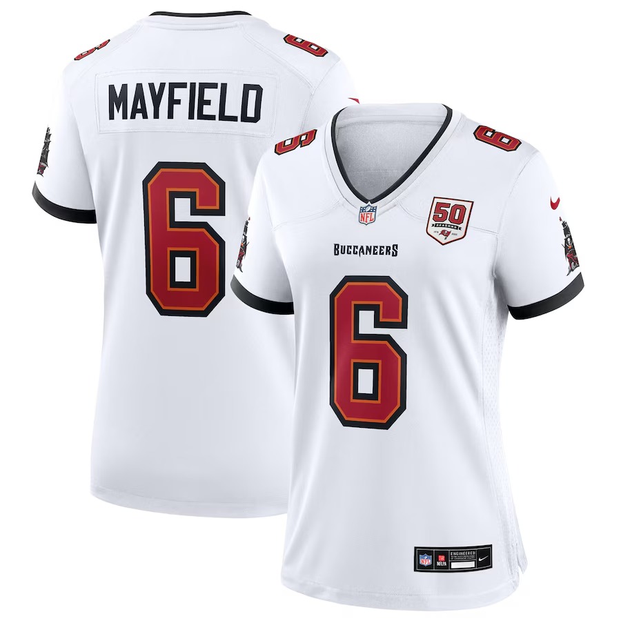Women's Tampa Bay Buccaneers Baker Mayfield Nike White 50th Season White Game Jersey