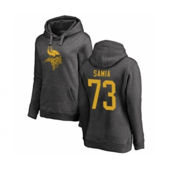 Football Women's Minnesota Vikings #73 Dru Samia Ash One Color Pullover Hoodie