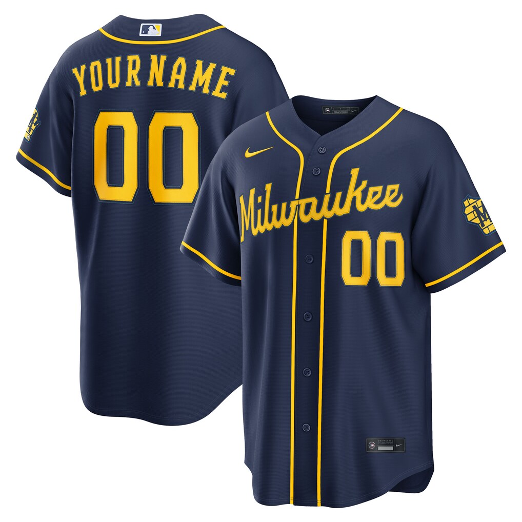 Men's Milwaukee Brewers Nike Navy Alternate Stadium Custom Jersey