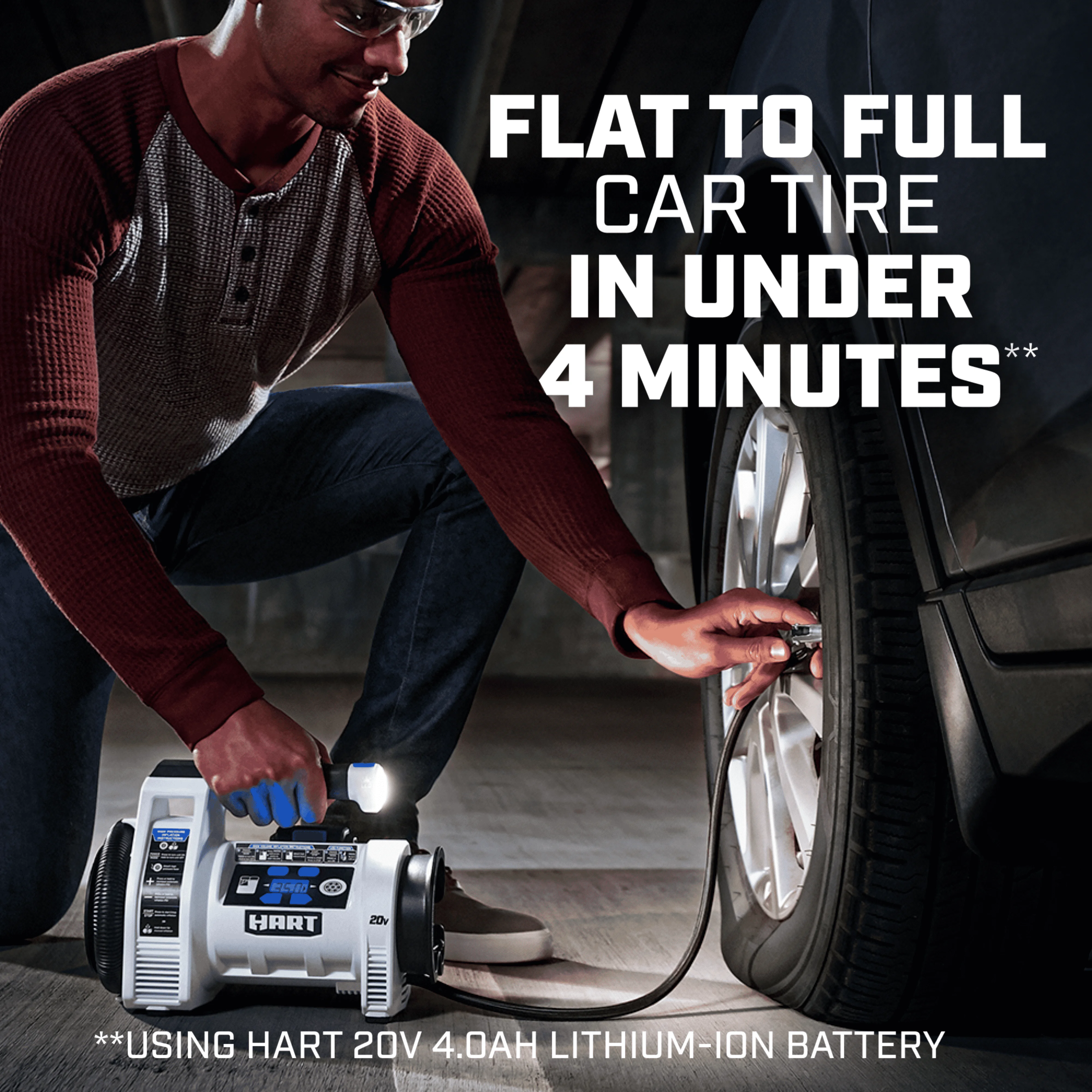 HART 20-Volt Cordless Air Pump Dual Function Digital Inflator Kit (1) 20-Volt 1.5Ah Lithium-Ion Battery