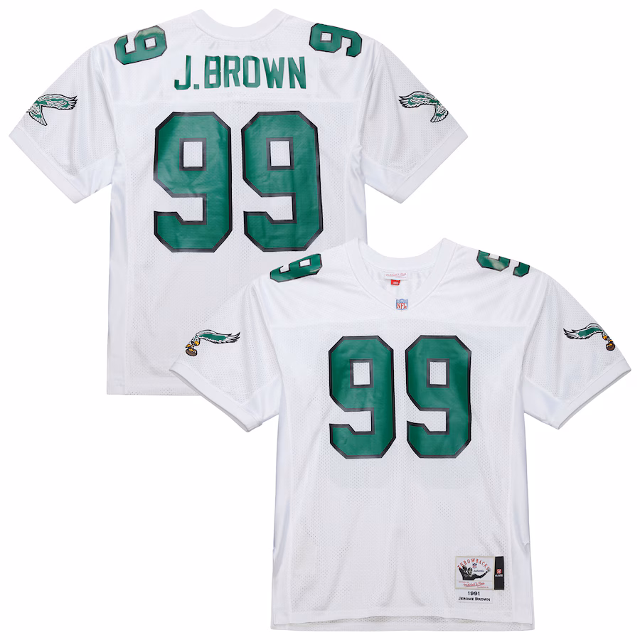 Men's Philadelphia Eagles Jerome Brown Mitchell & Ness White 1991 Authentic Throwback Retired Player Jersey