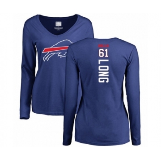Football Women's Buffalo Bills #61 Spencer Long Royal Blue Backer Long Sleeve T-Shirt