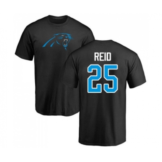 Football Carolina Panthers #25 Eric Reid Black Name & Number Logo T-Shirt
