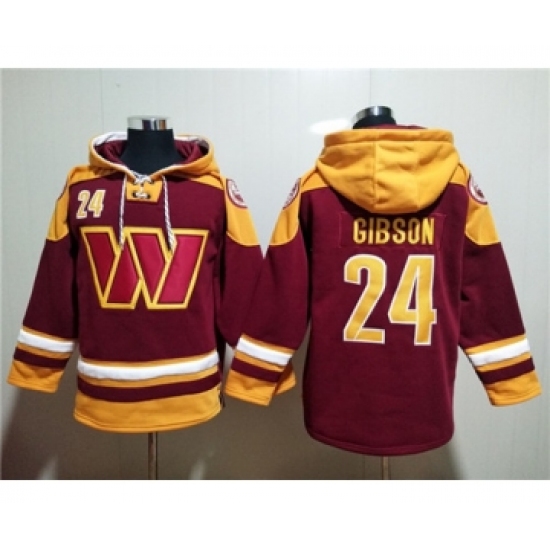 Men's Washington Commanders #24 Antonio Gibson Burgundy Lace-Up Pullover Hoodie