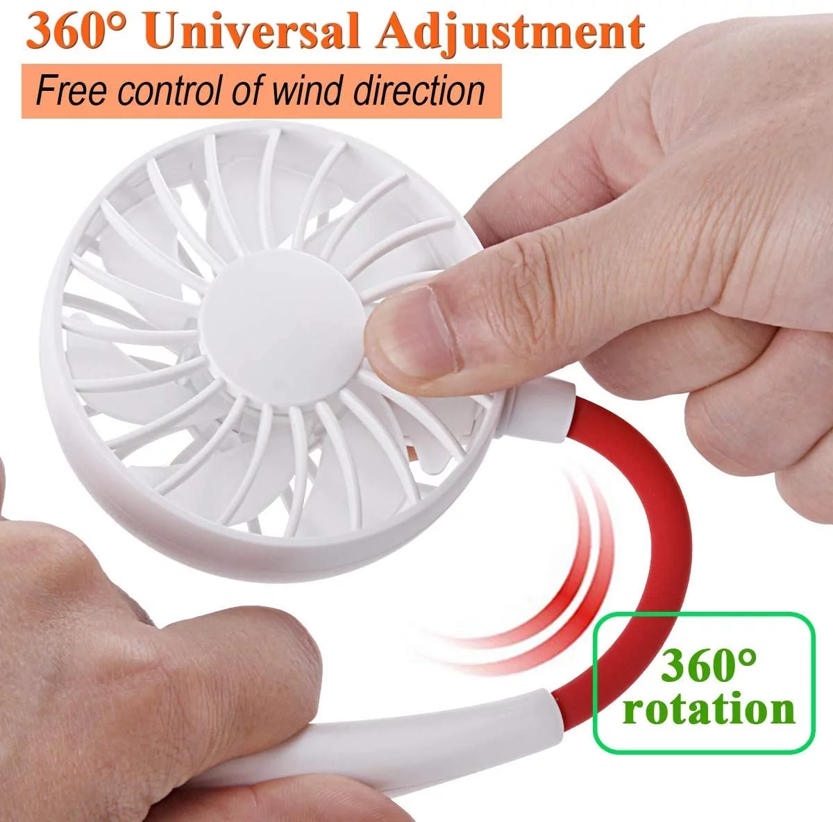 Caynel Portable Hands-free Neck Fan With Up to 8H Long Working Time and 4 Speeds, Natural Wind Mode, 360° Adjustable for Sports, Home, Office, Travel