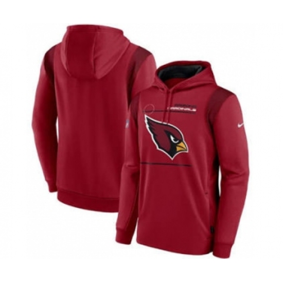 Men's Arizona Cardinals 2021 Red Sideline Logo Performance Pullover Hoodie