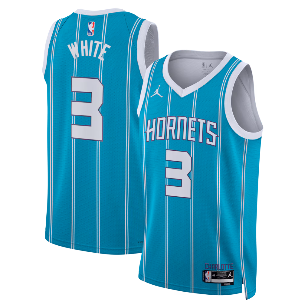 Unisex Charlotte Hornets Coby White Jordan Brand Teal Swingman Jersey - Icon Edition