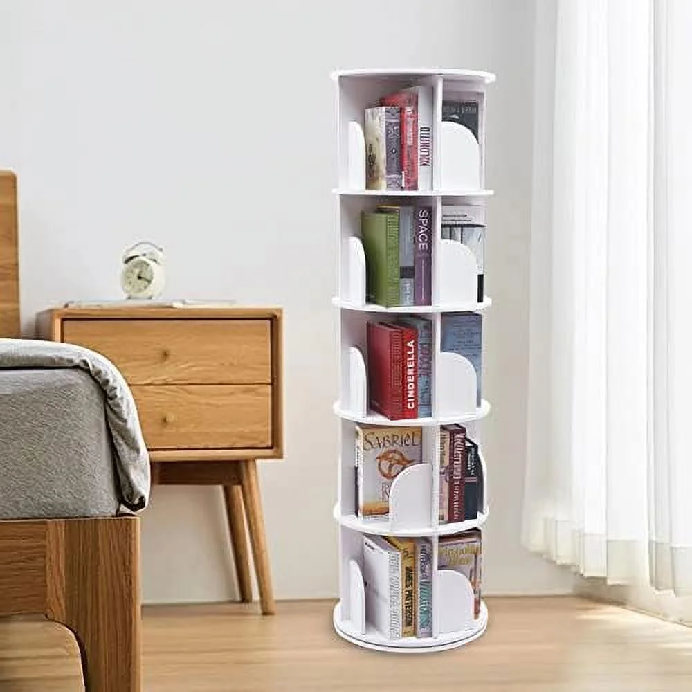 TQJKLFDY Rotating Bookshelf  Rotating Bookshelf Tower for  Adults  Revolving Bookcase 5 Tier   Display Spinning Bookshelf Tower or Bedroom  Living Room  Study Room  Small Space(5 Tier) - Curated Treasures Market