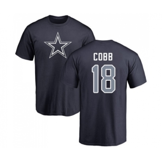 Football Dallas Cowboys #18 Randall Cobb Navy Blue Name & Number Logo T-Shirt