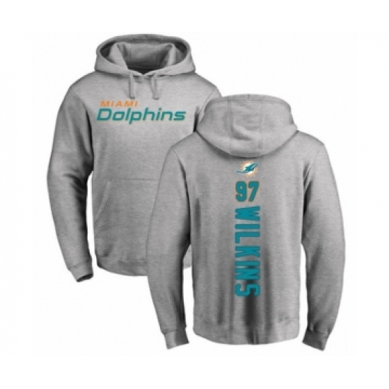 Football Miami Dolphins #97 Christian Wilkins Ash Backer Pullover Hoodie