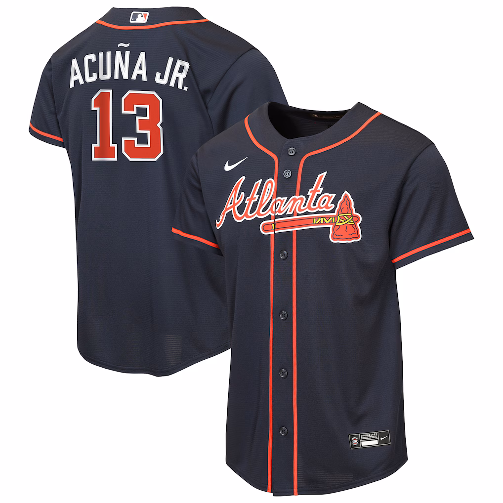 Youth Atlanta Braves Ronald Acuña Jr. Nike Navy Alternate Replica Jersey