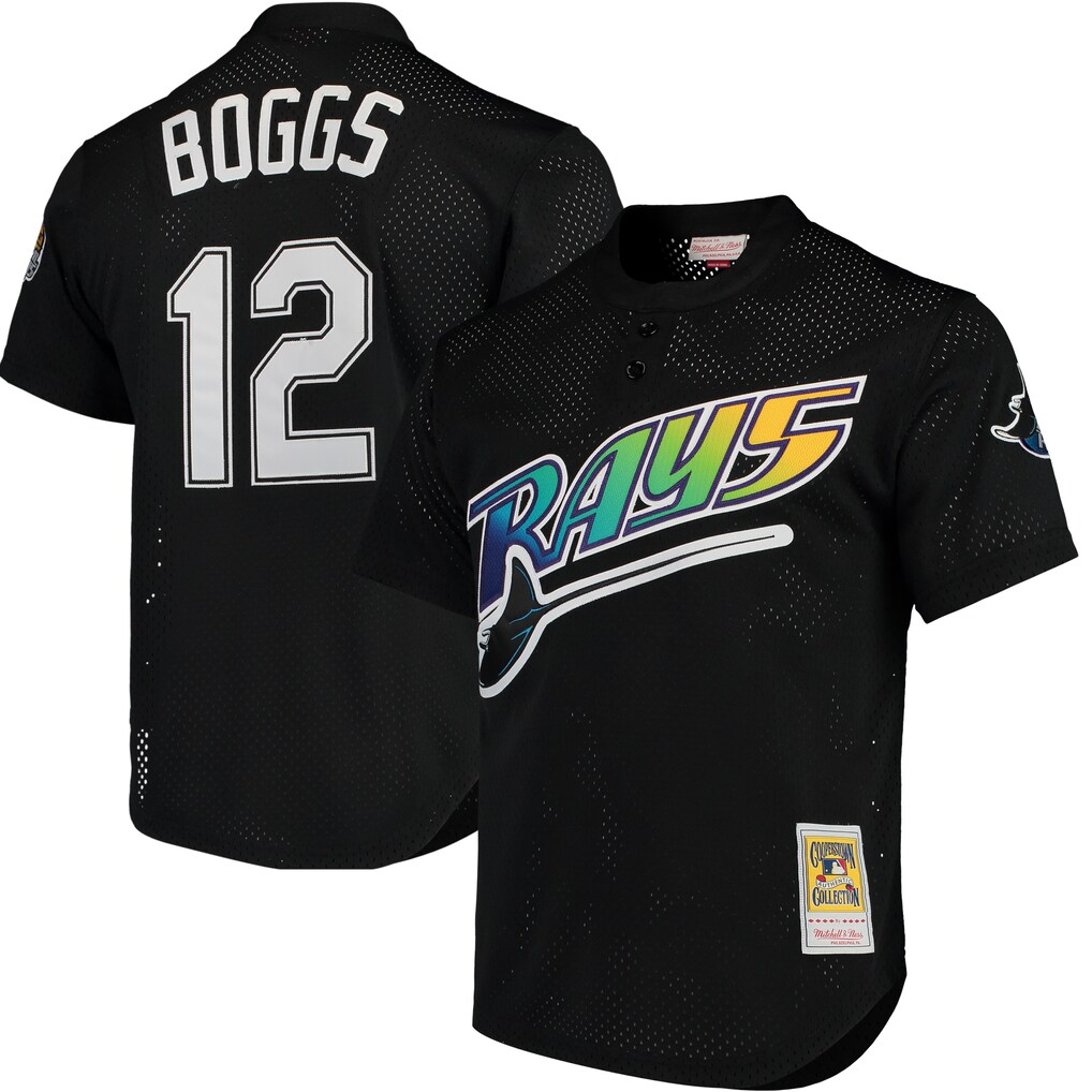 Men's Tampa Bay Rays Wade Boggs Mitchell & Ness Black Authentic Batting Practice Jersey