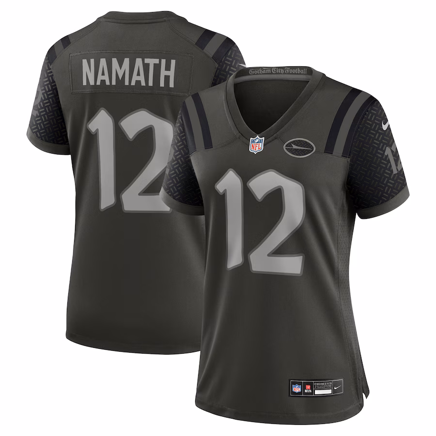 Women's New York Jets Joe Namath Nike Gotham Green 2025 Rivalries Collection Retired Player Game Jersey