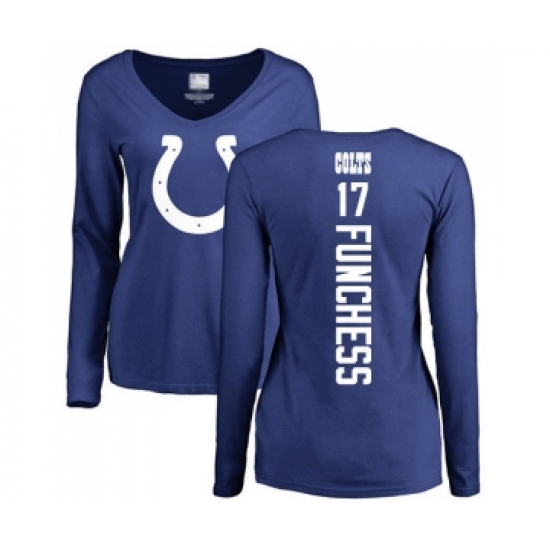 Football Women's Indianapolis Colts #17 Devin Funchess Royal Blue Backer Long Sleeve T-Shir