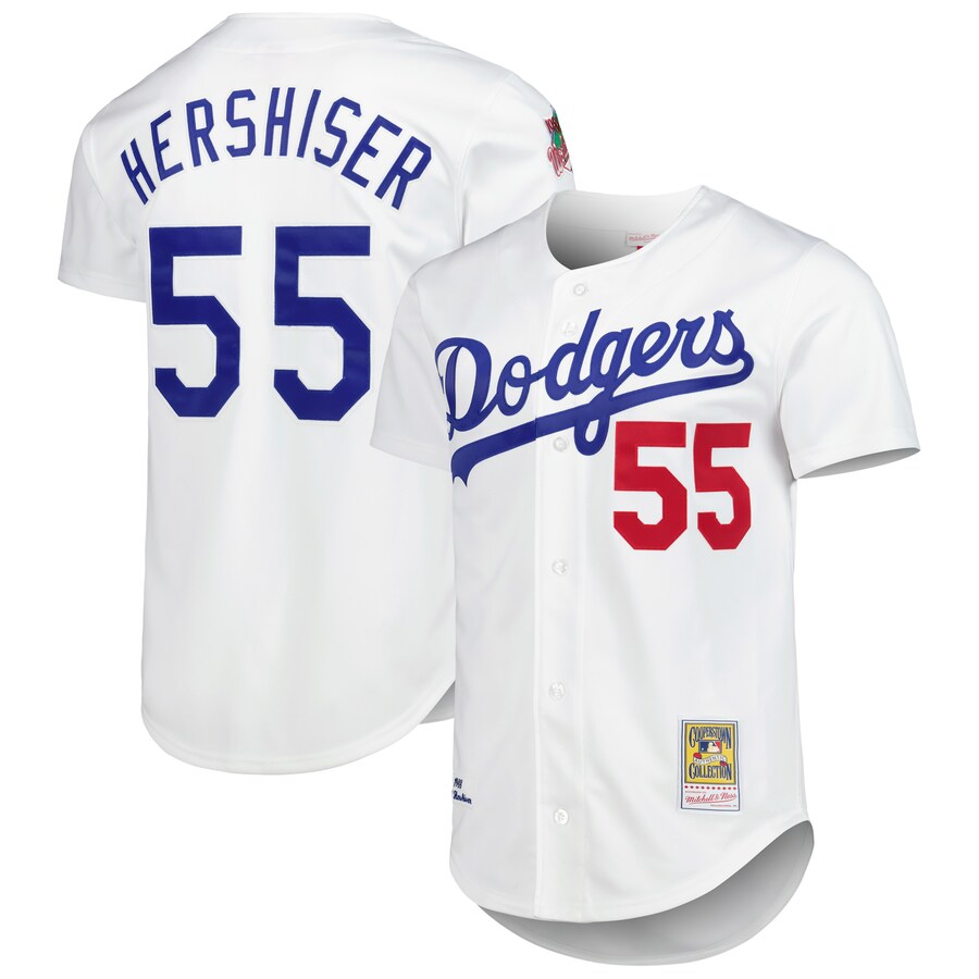 Men's Los Angeles Dodgers Orel Hershiser Mitchell & Ness White Cooperstown Collection Authentic Jersey
