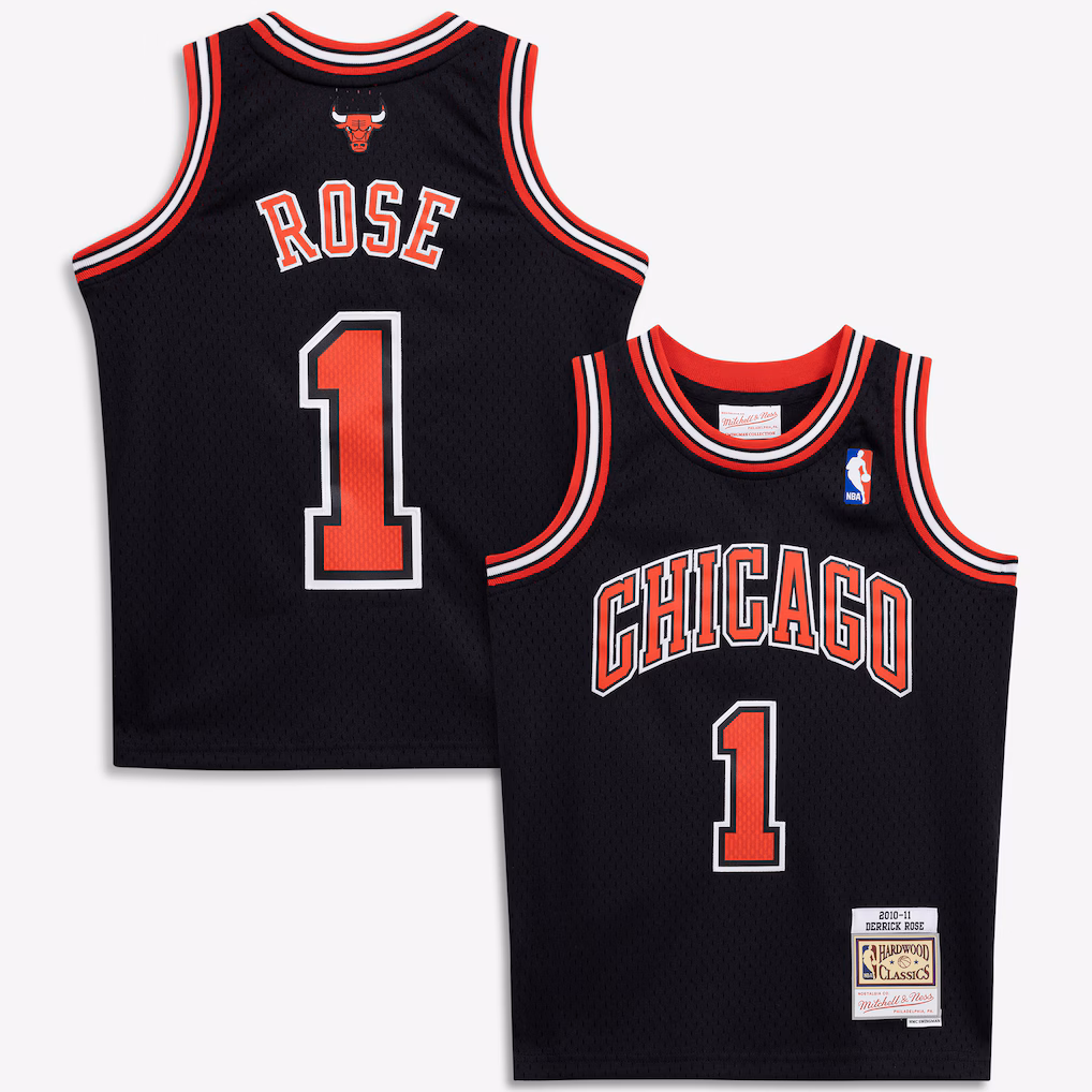 Youth Chicago Bulls Derrick Rose Mitchell & Ness Black 2010/11 Hardwood Classics Swingman Jersey