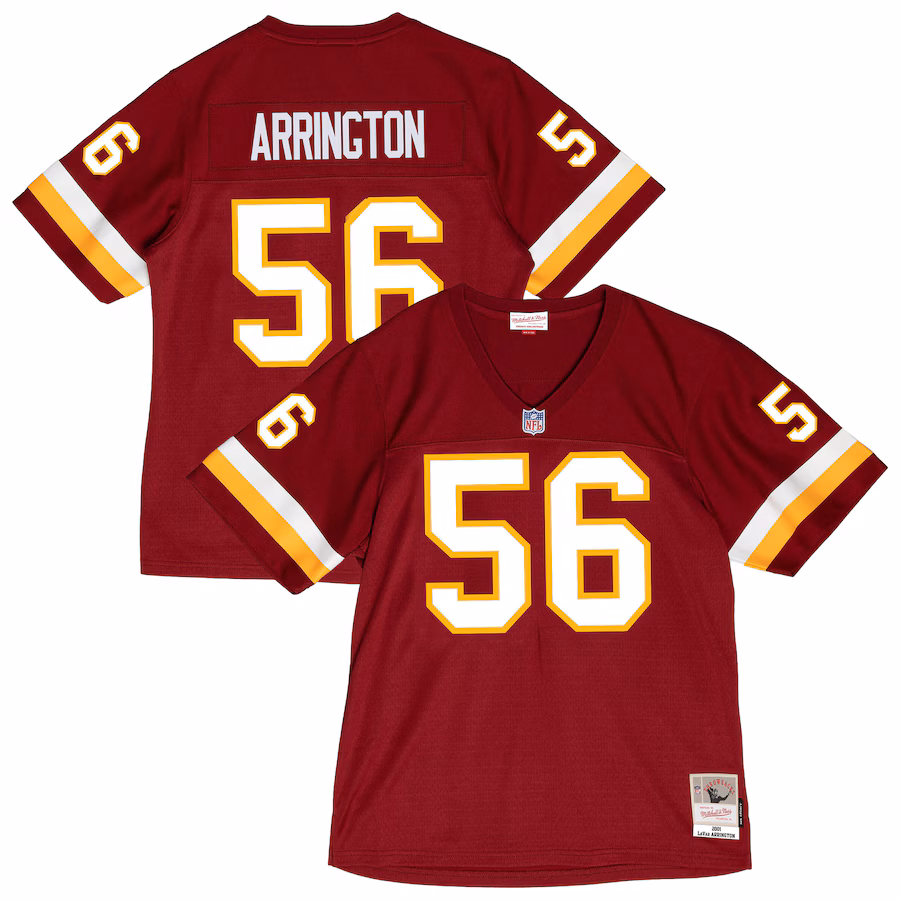 Men's Washington Commanders LaVar Arrington Mitchell & Ness Burgundy 2001 Legacy Throwback Replica Jersey
