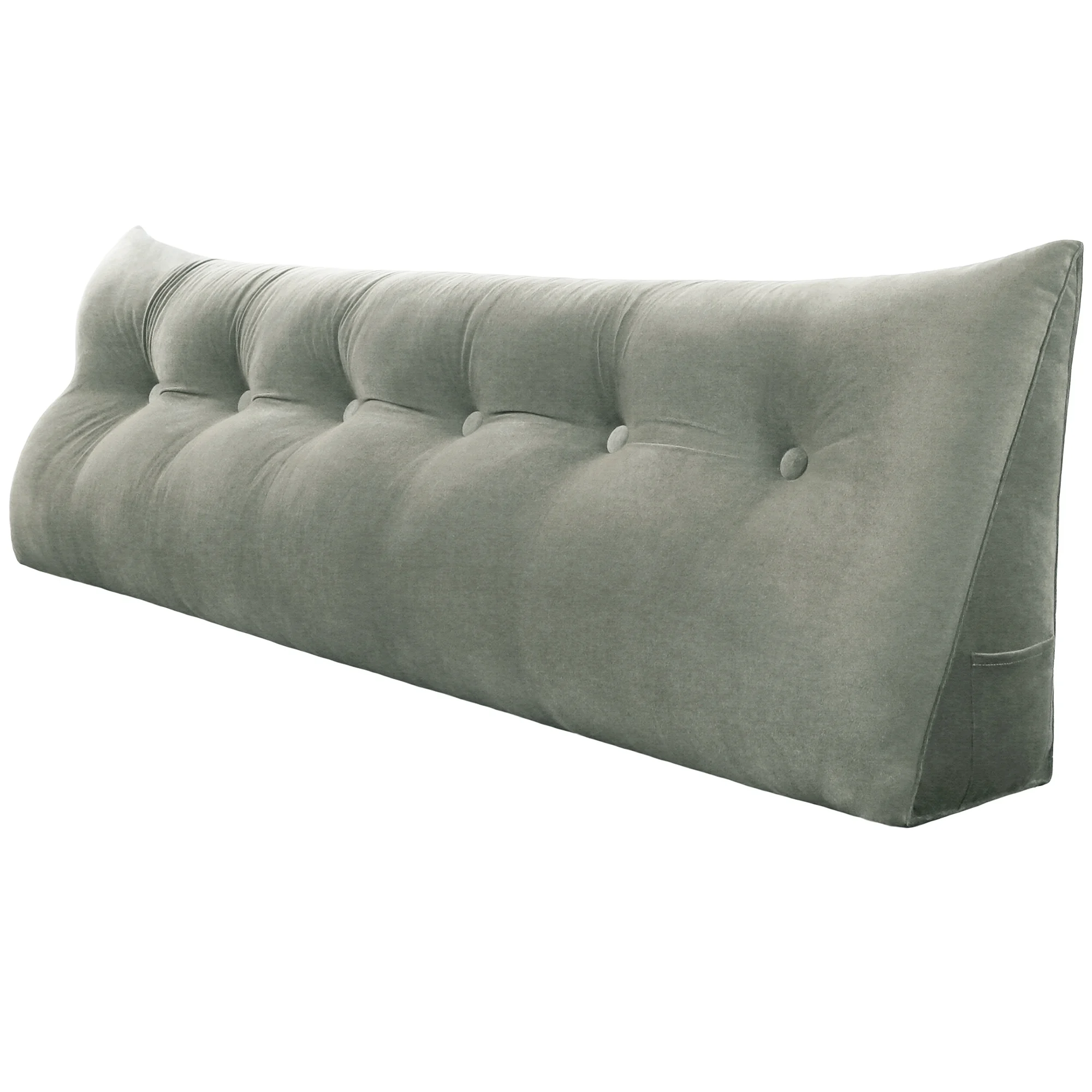 Johnear Large Rest Reading Wedge Pillows Bolster Headboard Backrest Pillow Velvet Cushion Lumber Backrest Daybed Positioning Sofa Bed Rest Reading Pillow Triangular Upholstered (Gray，Cal-King) - Curated Treasures Market