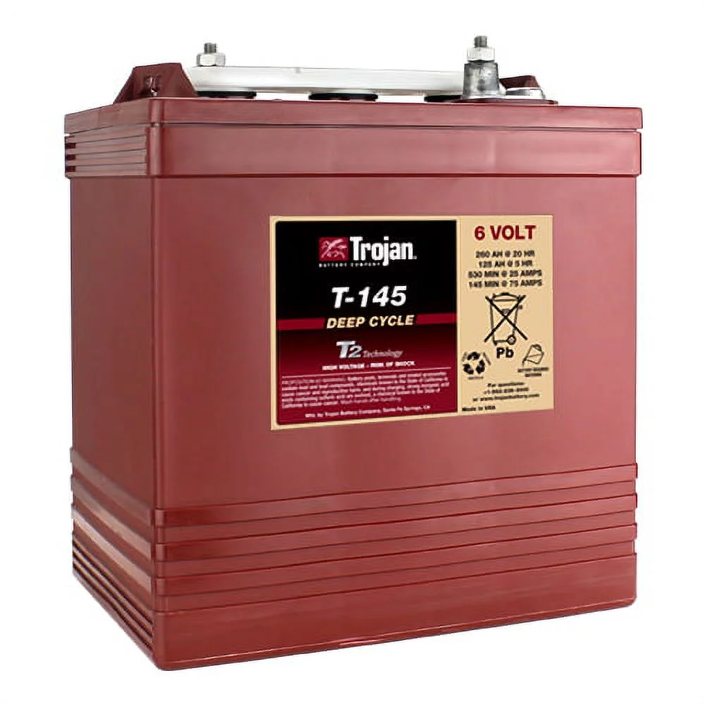 Trojan T-145 6V 260Ah Flooded Lead Acid GC2 Deep Cycle Battery x6