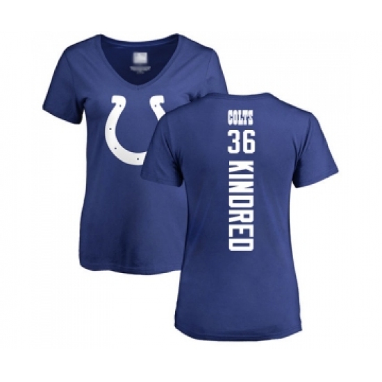 Football Women's Indianapolis Colts #36 Derrick Kindred Royal Blue Backer T-Shirt
