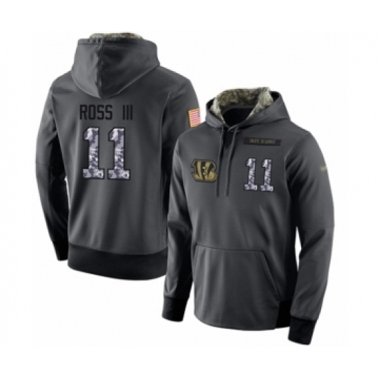 Football Men's Cincinnati Bengals #11 John Ross Stitched Black Anthracite Salute to Service Player Performance Hoodie