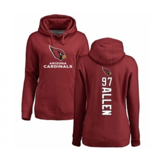 Football Women's Arizona Cardinals #97 Zach Allen Maroon Backer Pullover Hoodie