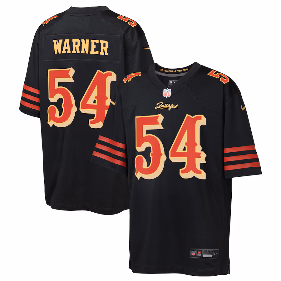 Youth San Francisco 49ers Fred Warner Nike Black 2025 Rivalries Collection Game Jersey