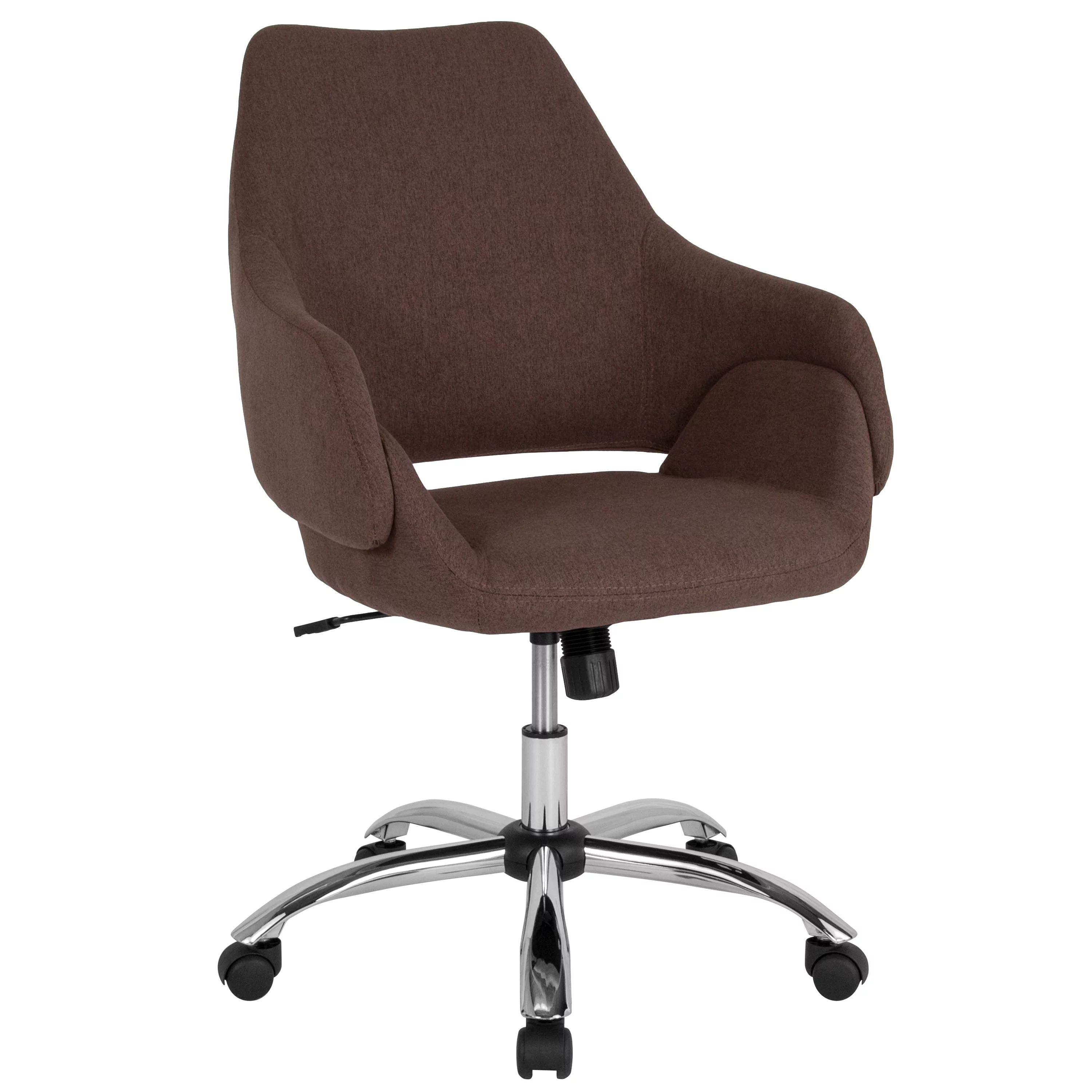 Merrick Lane Office Chair Ergonomic Executive Mid-Back Design In Contemporary Brown Fabric With 360° Swivel And Height Adjustment - Curated Treasures Market