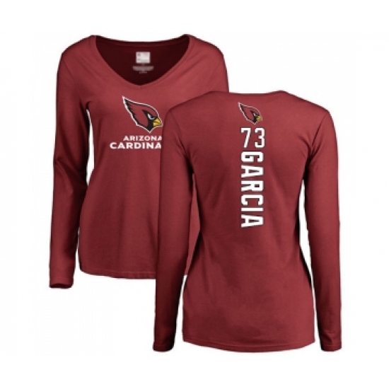 Football Women's Arizona Cardinals #73 Max Garcia Maroon Backer Long Sleeve T-Shirt