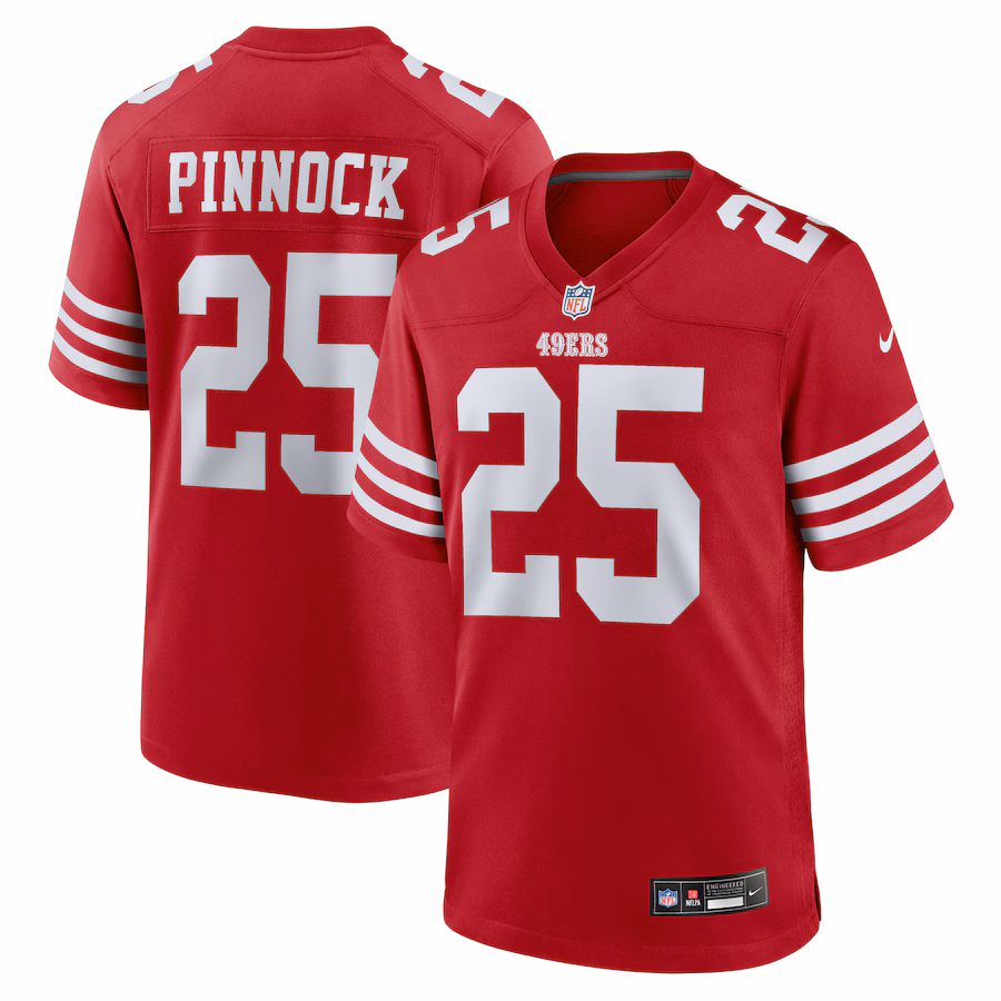 Men's San Francisco 49ers Jason Pinnock Nike Scarlet Team Game Jersey
